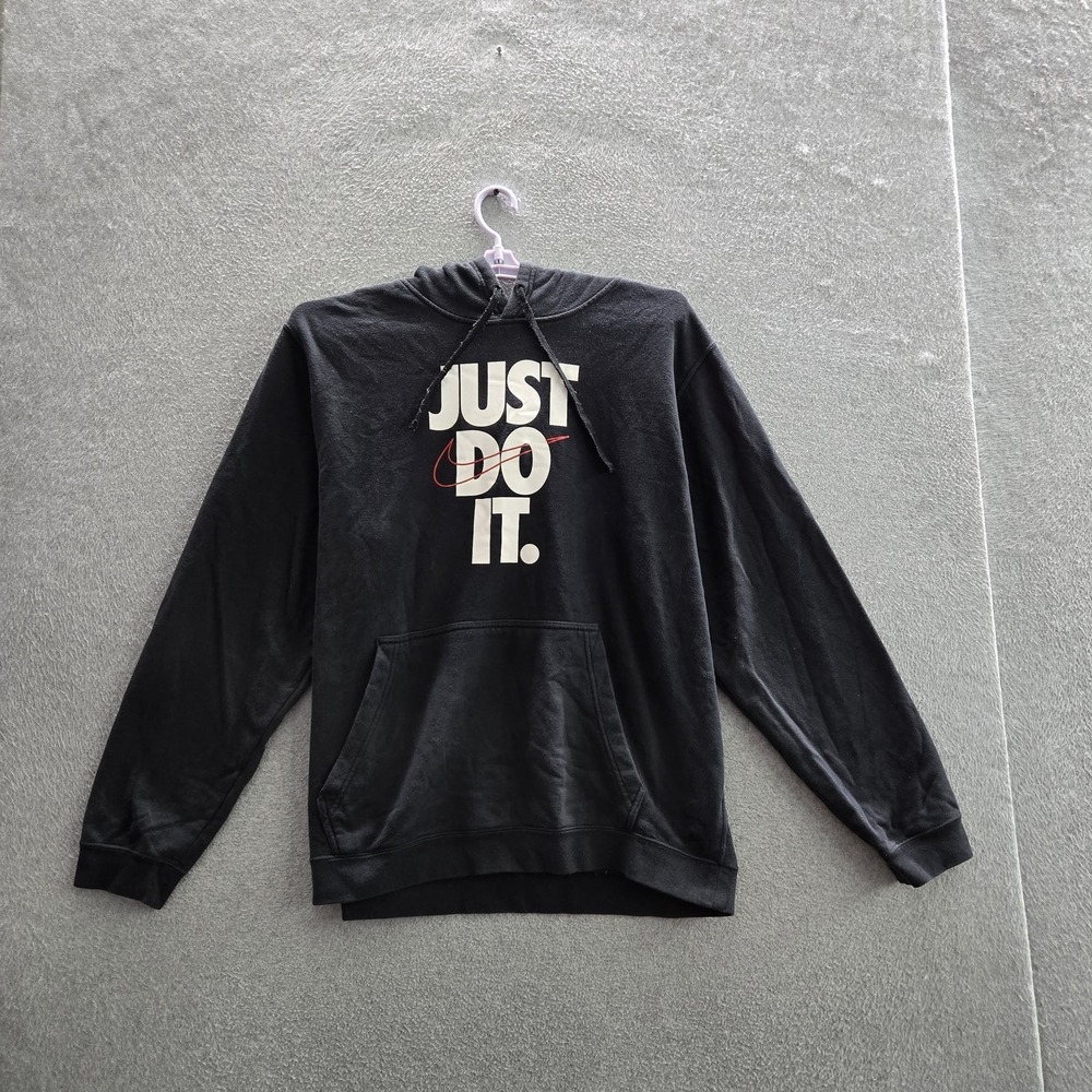 Nike Men Hoodie 2XL Black Graphic Fleece Just Do It Hoodie Pullover